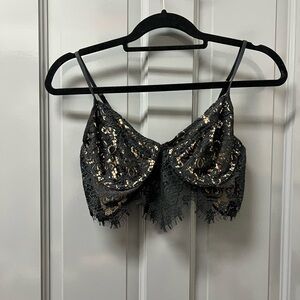 For Love And Lemons Black and Gold Lace Bralette